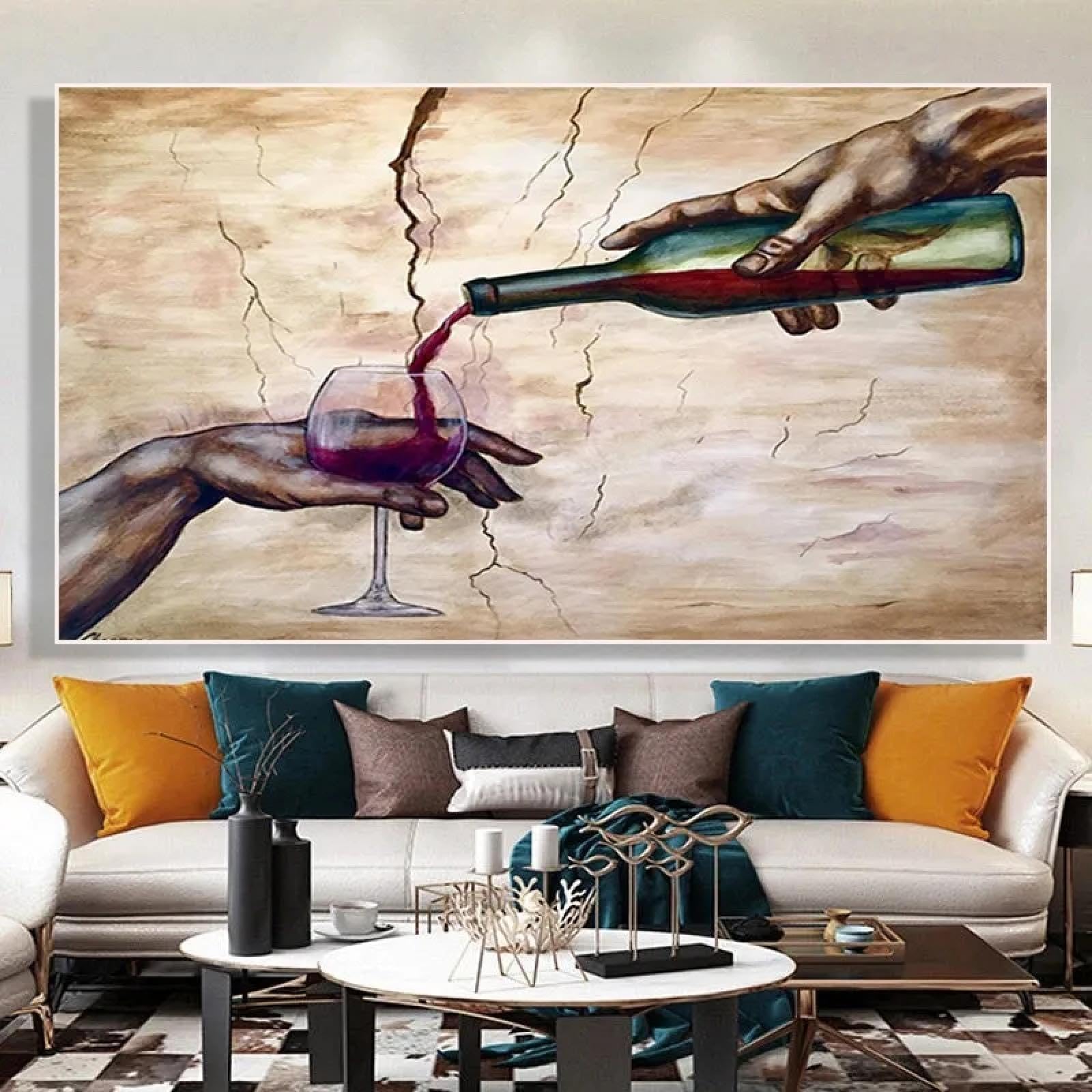 BIEMBI Handed and Pour Red Wine Glass carteles e impresiones arte de pared abstracto moderno pinturas en lienzo cuadros modulares decoración interior 70X100cm marco interno