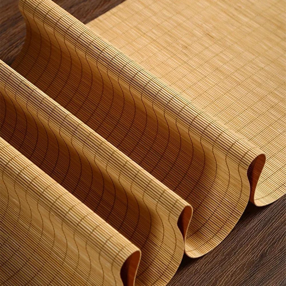 Camino de Mesa de bambú Estilo Pastoral, Mantel Zen con Pinturas Chinas Antiguas, Ideal para Cocina, Comedor y Dormitorio (País de Las Hadas de Las Flores de Melocotón, 30 x 160 cm)