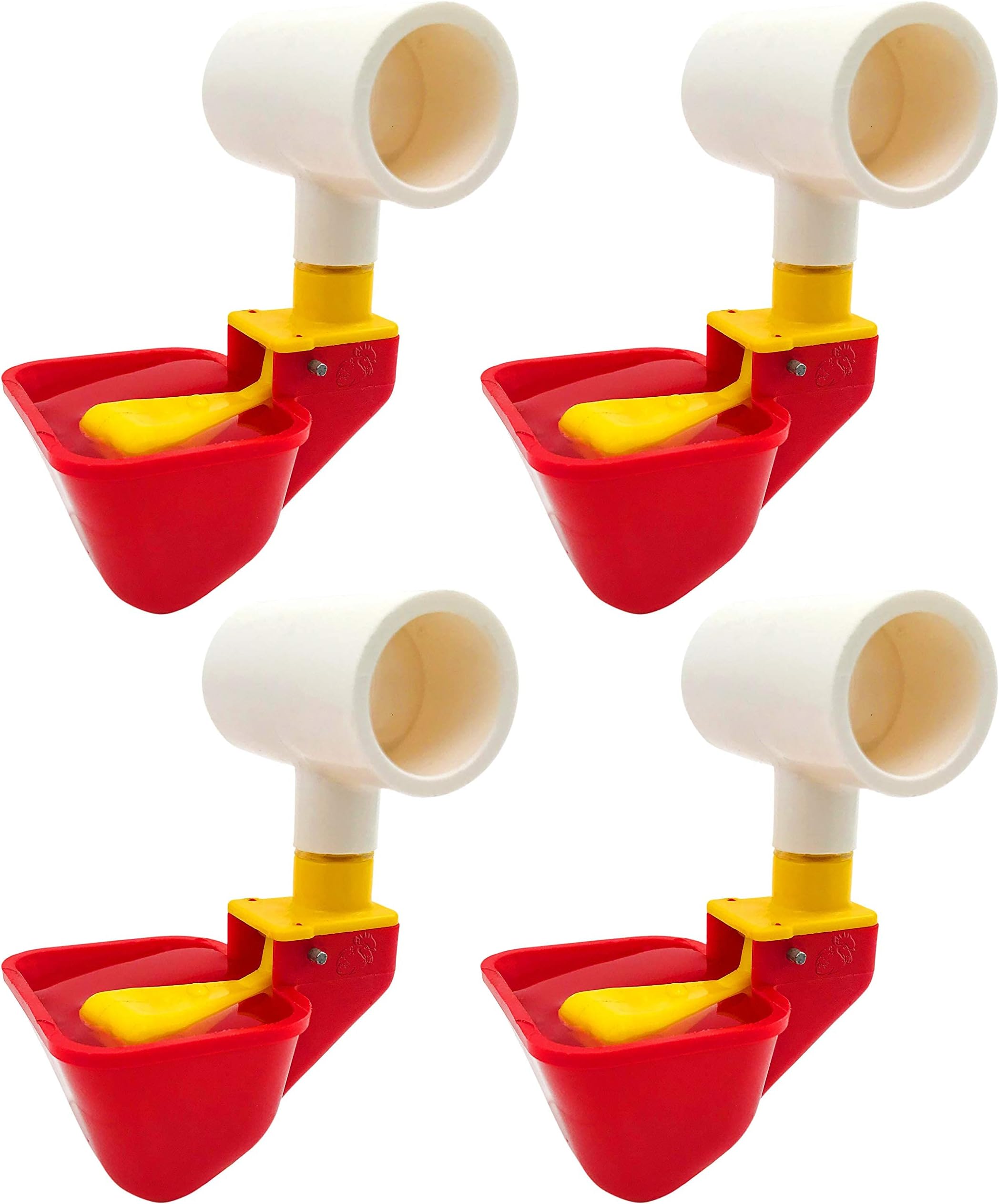 4 Pack NO PECK Poultry Waterer Drinking Cup with 1/2" PVC Tee Poultry Watering System for Chicken Ducks Quail