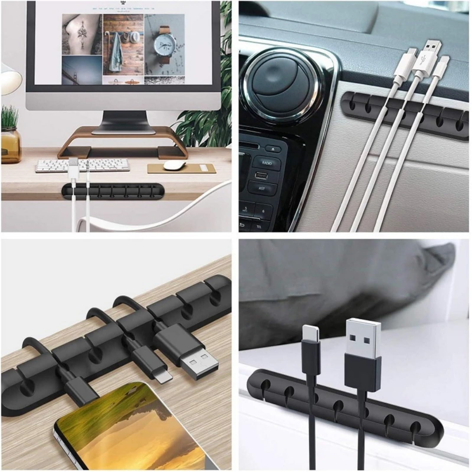 Abrazaderas para Cables Organizador de Cables Silicona 10 Piezas for Oficina en casa(C)