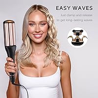 Vista 2 de Crimpadora de cabello 4 en 1, barril ajustable para diferentes looks ondulados, herramienta de cabello ondulado de 3 barriles para mujeres