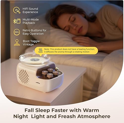 Miniatura 3 de Altavoces Bluetooth inalámbricos, 3 en 1 portátiles lindos altavoces con bandeja aromática, aspecto vintage de tocadiscos, luces ambientales