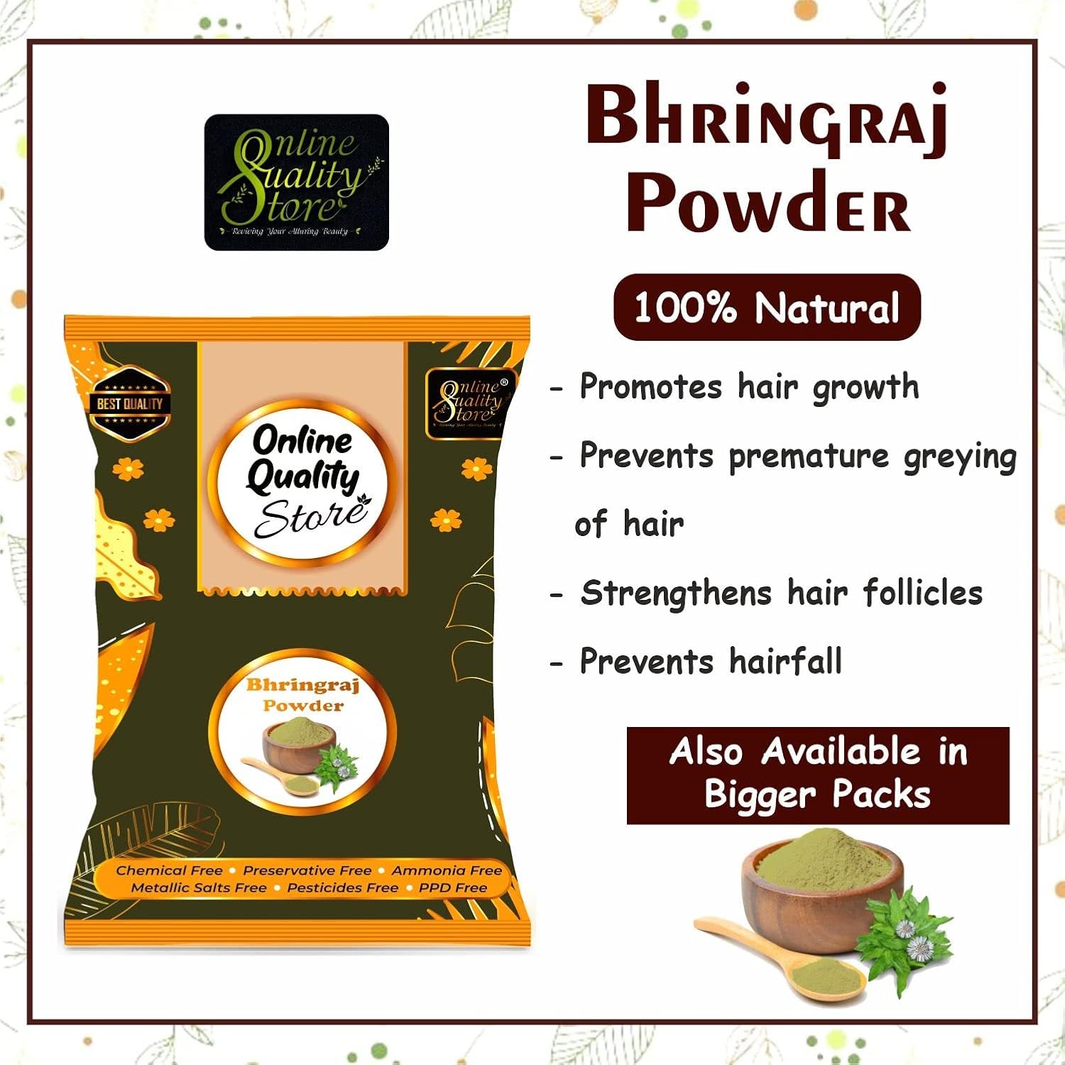 Online Quality Store Amla, Reetha, Shikakai, Bhringraj and Hibiscus Powder for Hair |hair mask for dry and frizzy hair |hair pack powder |hair pack combo |hair mask for smoothening hair,1400g 8 71sIadzMURL. SL1500