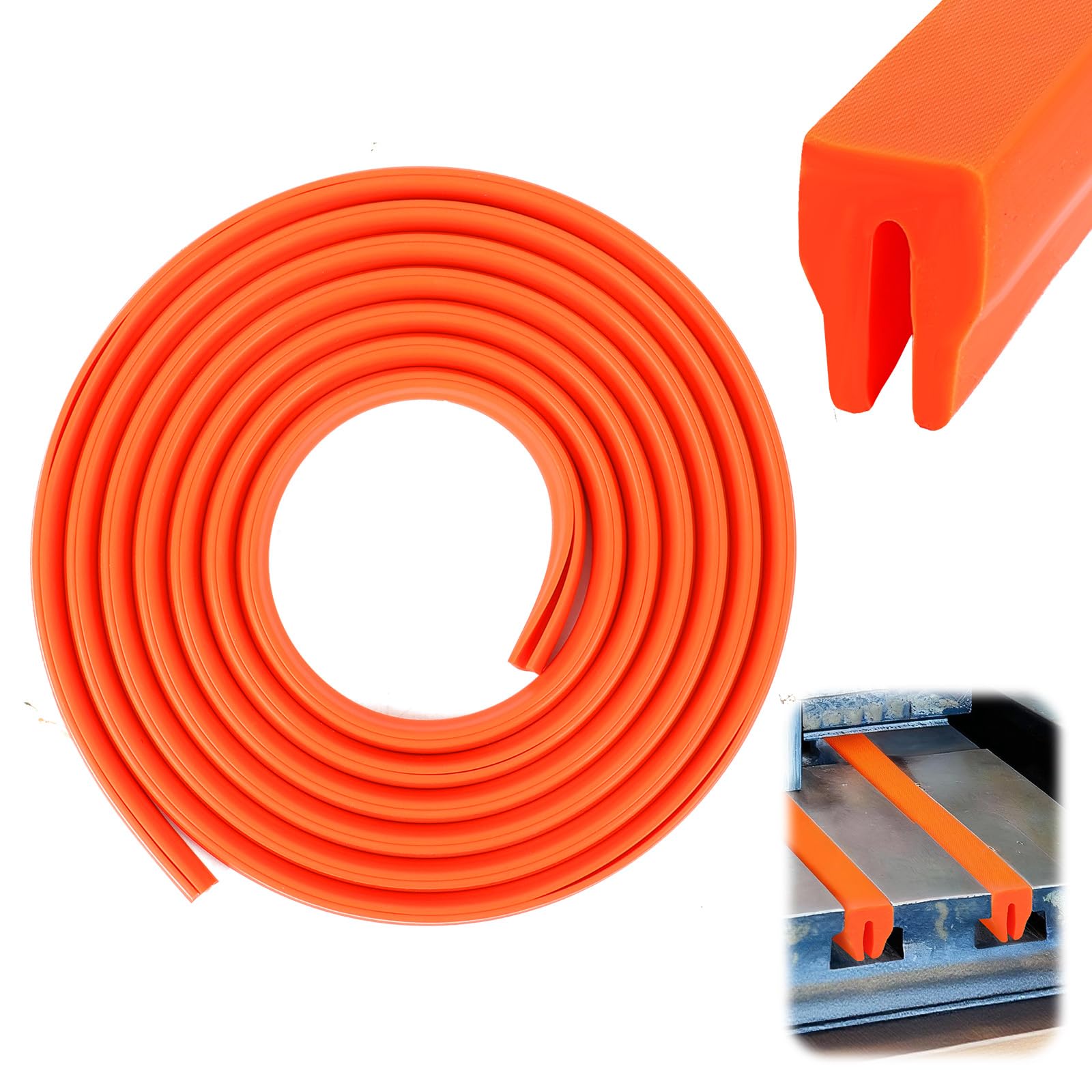 T-Slot Cover, 5/8" for Milling Machine - 157 inch (4 Meter) Long Orange Silicone T-Slot Protector | Fits 9"x48" Manual Milling Machine Table