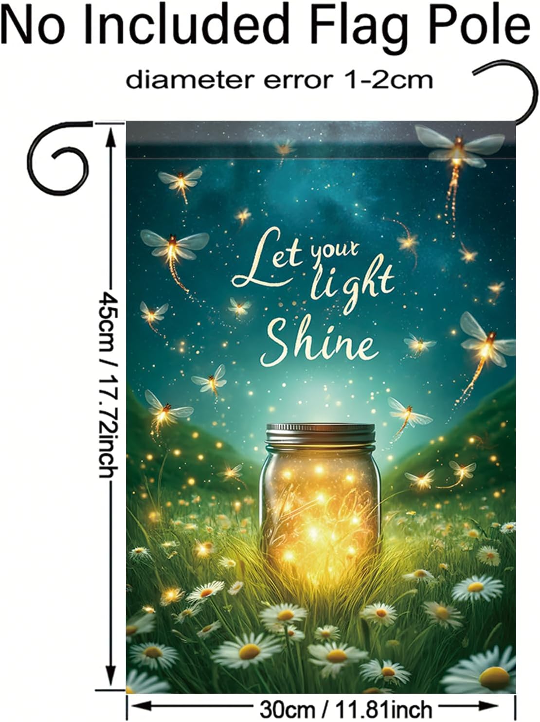Spring Summer Garden Flags For Outside 12x18 Double Sided Glowing Firefly Mason Jar Rustic Daisy Floral Let Your Light Shine Welcome Yard Decor Outdoor Country Patio Lawn Banner Ornament