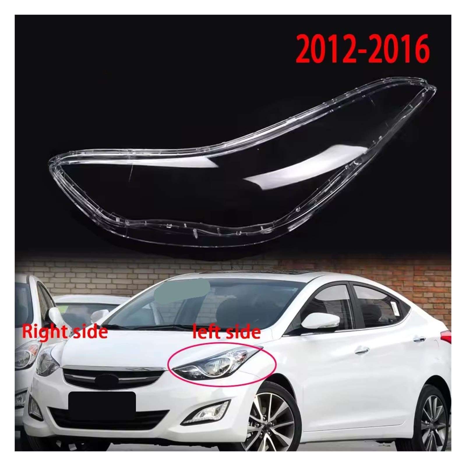 Transparente Reemplazo Carcasa Lente Del Faro Para Hyundai Avante 2012-2016