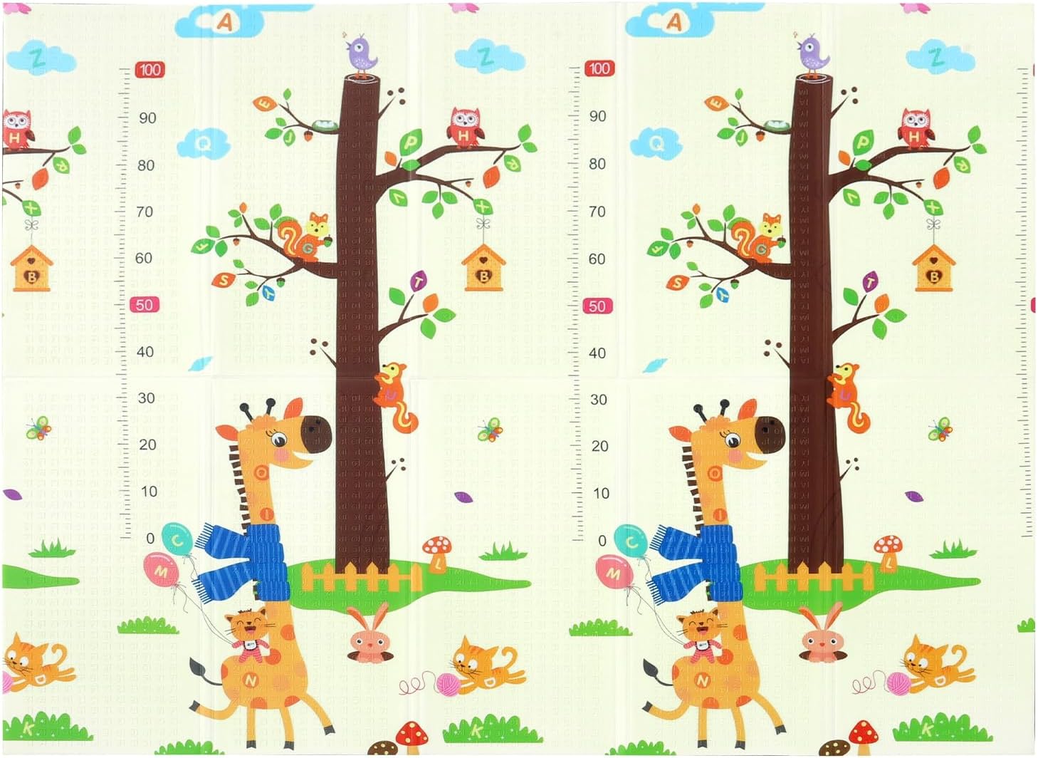 Baby Play Mat, 80x72 Inch Play Mat Perfect for Use Baby Playpen, Extra Large Crawling Mat with Cartoon Animal Pattern, Thick Foam Play Mat Portable Baby Floor Mat for Infant Toddler Giraffe
