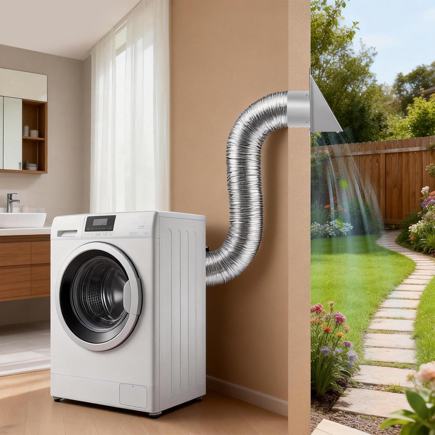 4 Inch Dryer Vent Cover Outside with Mesh with Cushioned Flap,304 Stainless Steel Wall Vent Exhaust Vent Cover,4" Outdoor Dryer Vent Cover Hood Exterior Wall Vent Cover Cap for Range Hood Vent AC Vent