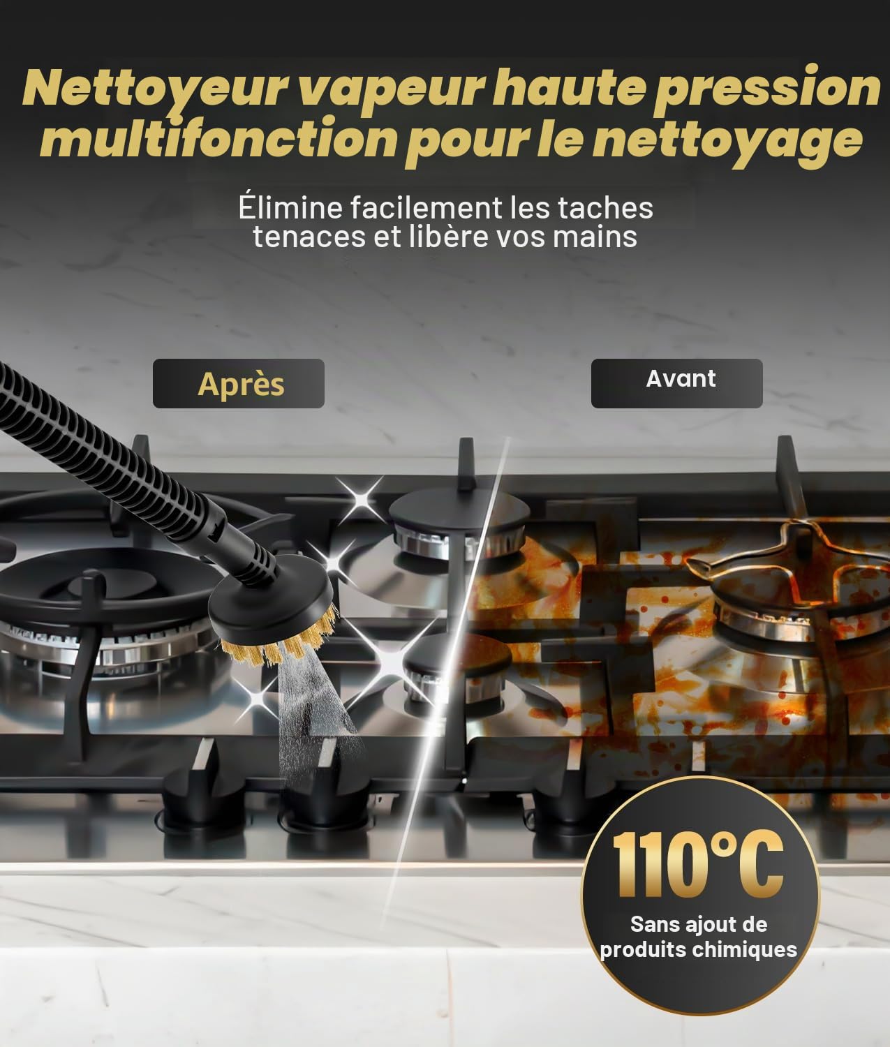 PAHTTO Nettoyeur Vapeur à Main, 17 Accessoires, 15s chauffe | 2-en-1 balai vapeur & nettoyeur main, 500ml, 3 niveaux vapeur, sol/cuisine/salle de bain