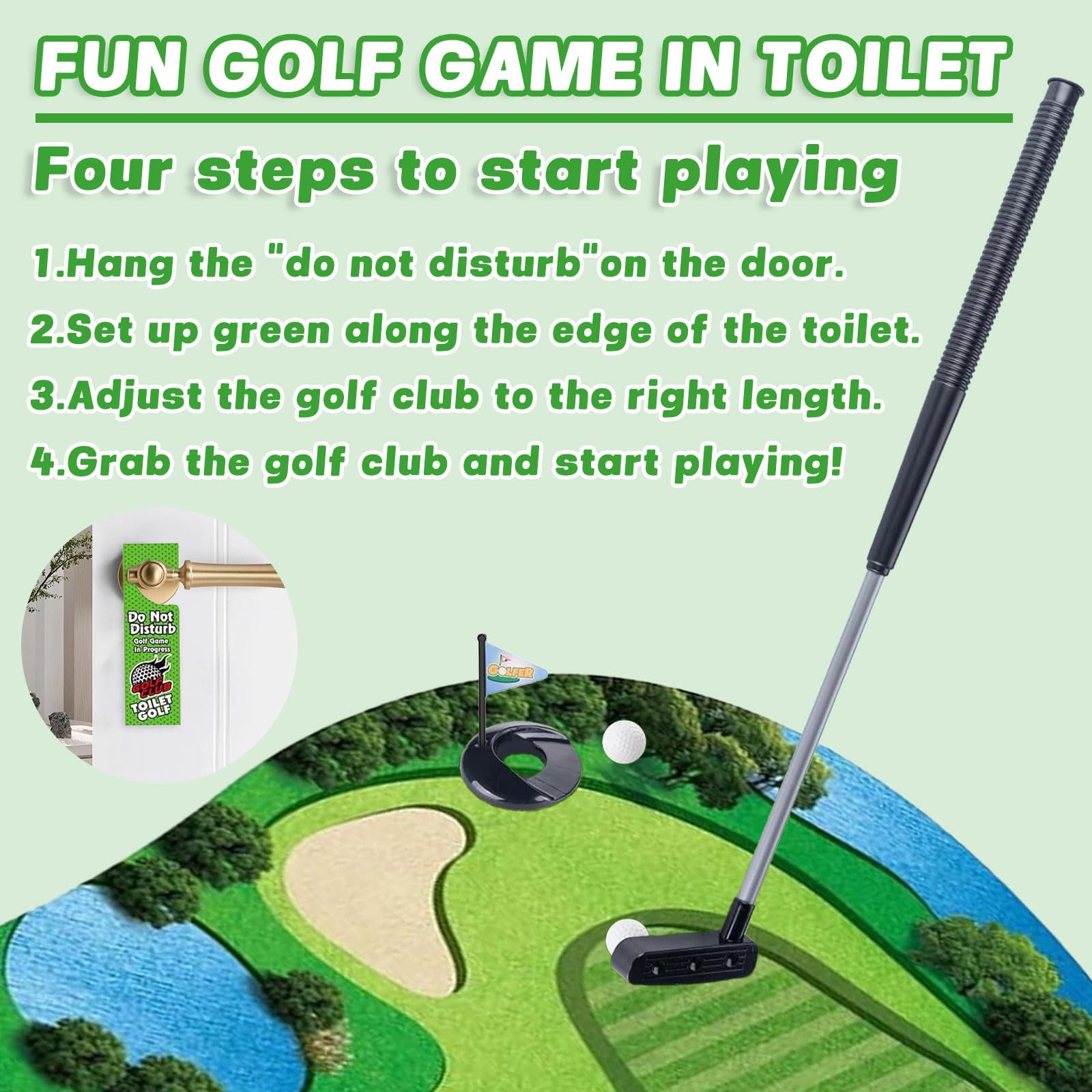 WiDream Set de Regalo de Golf para Inodoro, Juego de Baño para Práctica de Mini Golf