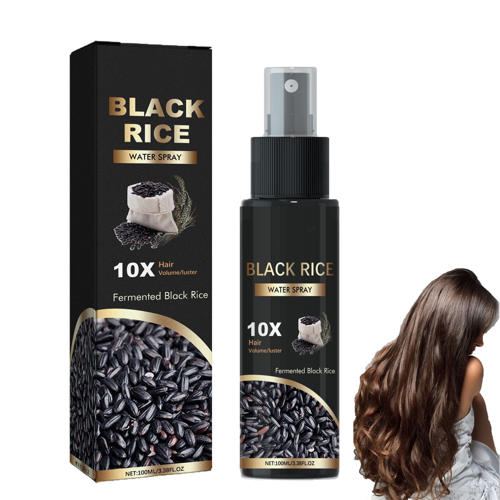 Spray de croissance capillaire à l'eau de riz, après-shampoing hydratant sans rinçage pour des cheveux plus épais et plus forts, spray à l'eau de riz fermentée pour les cheveux abîmés et secs (1pcs)