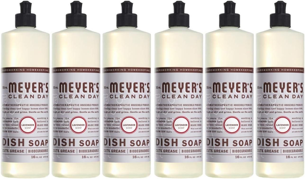 Mrs. Meyer's Clean Day Dishwashing Liquid Dish Soap, Cruelty Free Formula, Honeysuckle Scent, 16 oz - Pack of 6: Health & Personal Care