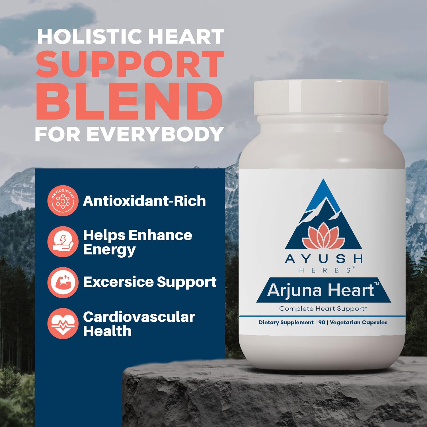 Ayush Herbs Arjuna Heart, Natural Arjuna, 90 Vegetarian Caplets — Amazon image 2