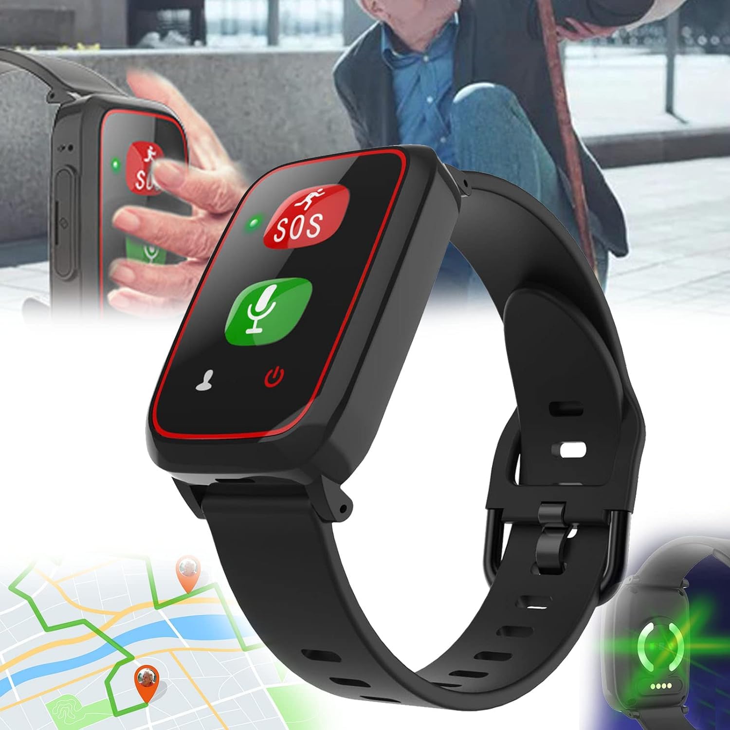 Pulsera para ancianos, botón de alarma GPS, teléfono de emergencia para personas mayores, alarma de otoño, ubicación GPS, monitoreo de salud, chat de voz