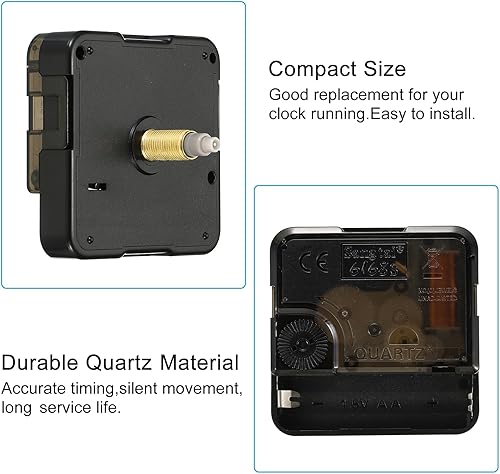 Miniatura 4 de PATIKIL Mecanismo de reloj de repuesto, 2 juegos de mecanismo de reloj de cuarzo funciona con pilas, reloj de pared de aluminio, manecillas y motor