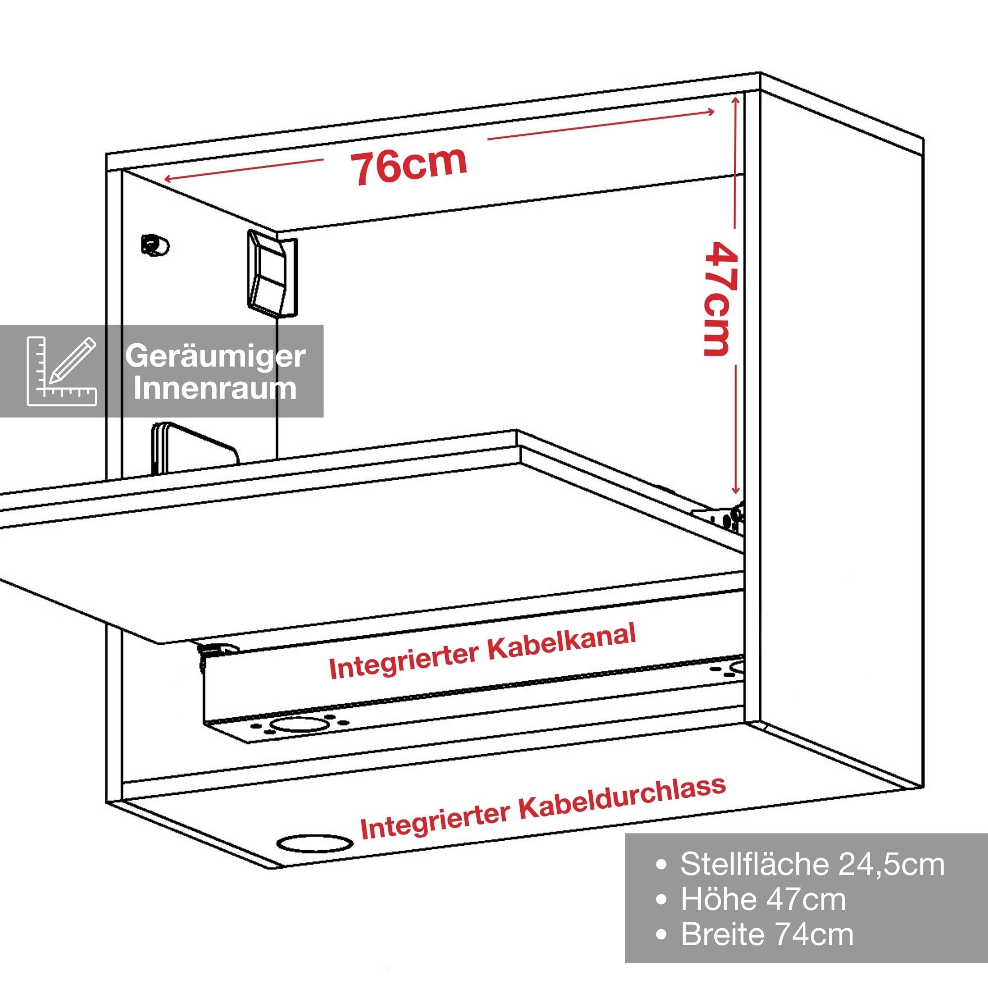 ASSMANN Wandsekretär Cubas Premium 74x80cm Weiß, TÜV-Zertifiziert, fertig montiert für Homeoffice