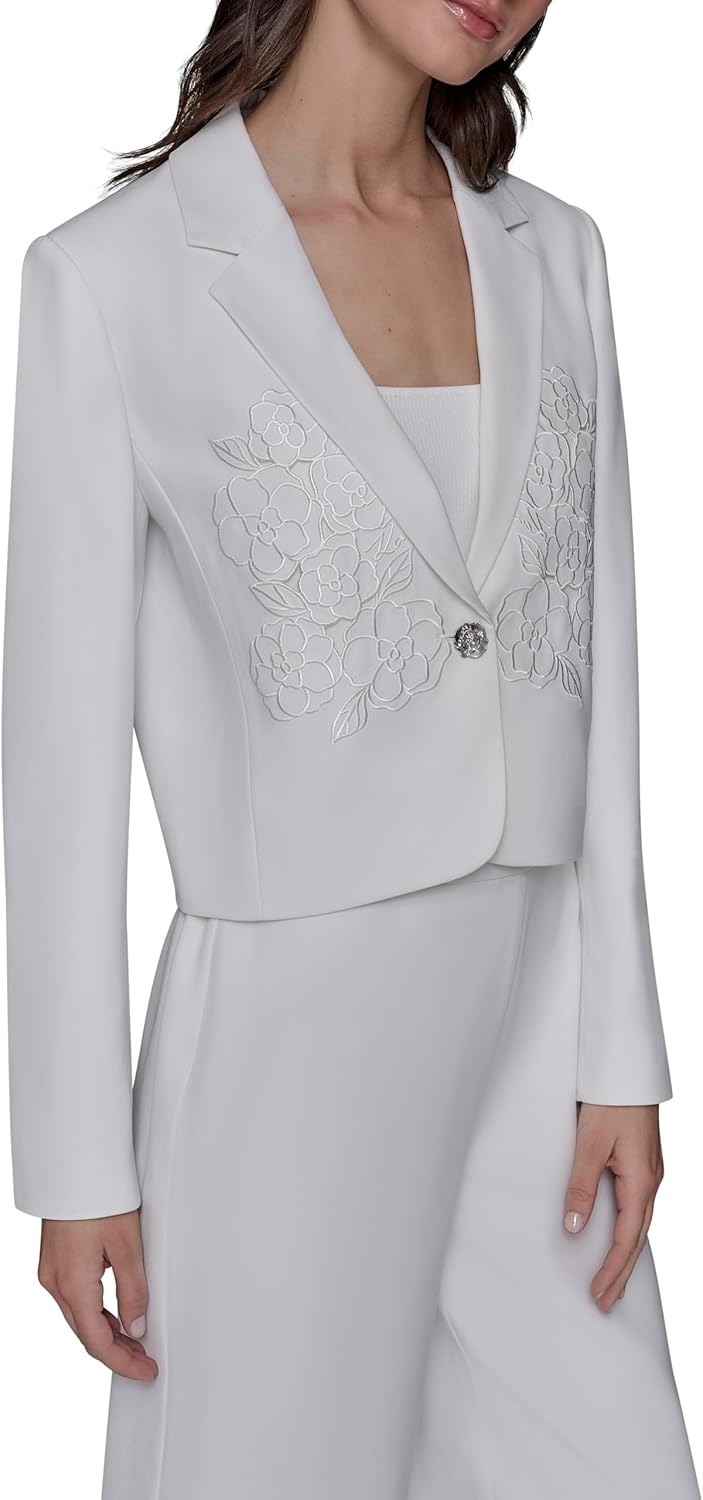 KARL LAGERFELD womens Cropped Long Sleeve Jacket - Image 3