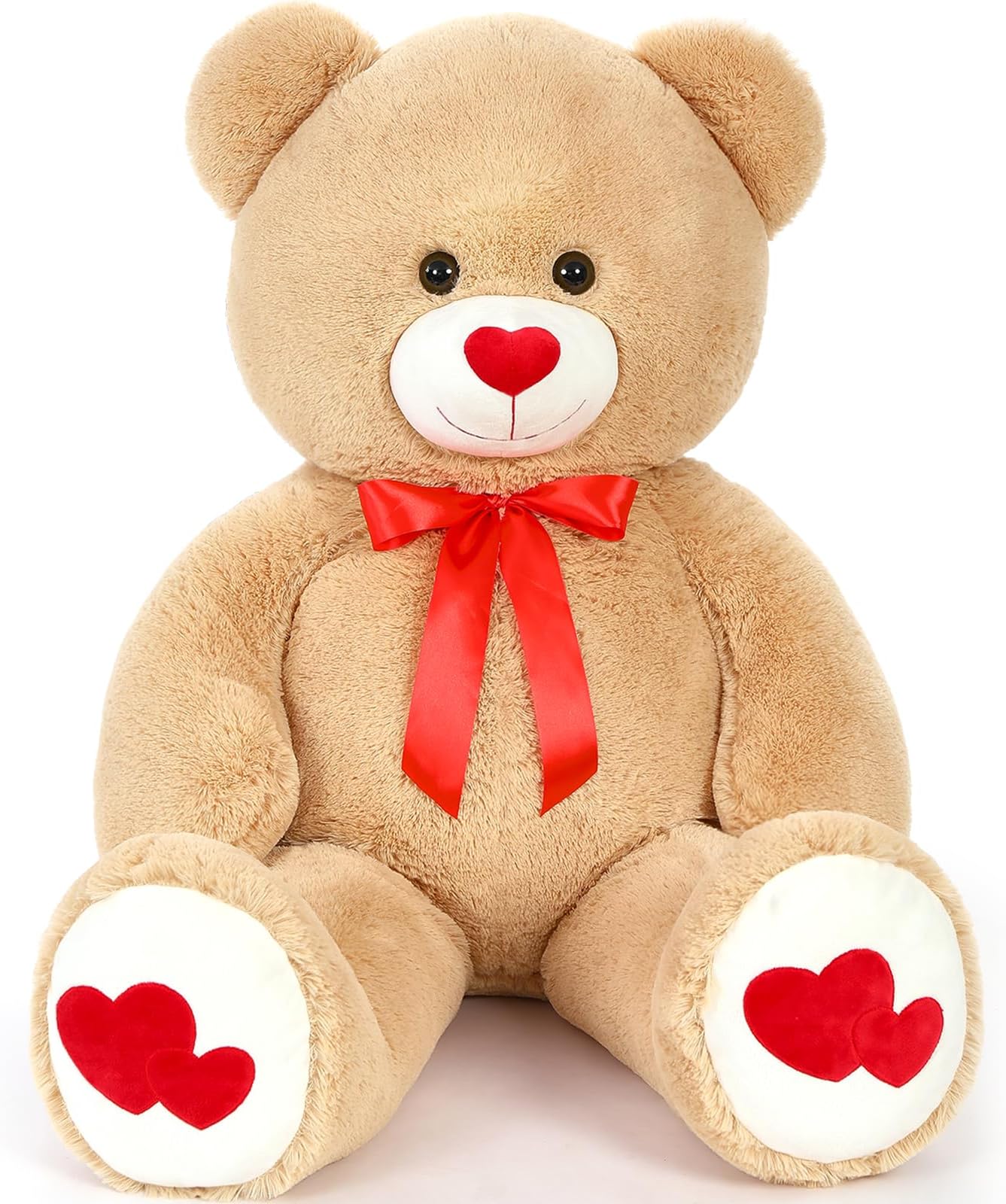 MaoGoLan Big Teddy Bear Plush 47"- Giant BrownTeddy Bear Stuffed Animal with Heart Footprints and Heart Nose - 4ft Large Valentines Teddy Bear for Boyfriend,Wife,Lover - Anniversary,Long Distance
