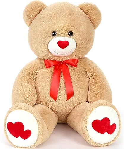 Vista 34 de MaoGoLan Oso de Peluche Gigante de 36" Animal de Peluche - Huellas de Corazón Rojo Oso de Peluche Grande para Regalo de San Valentín, Aniversario