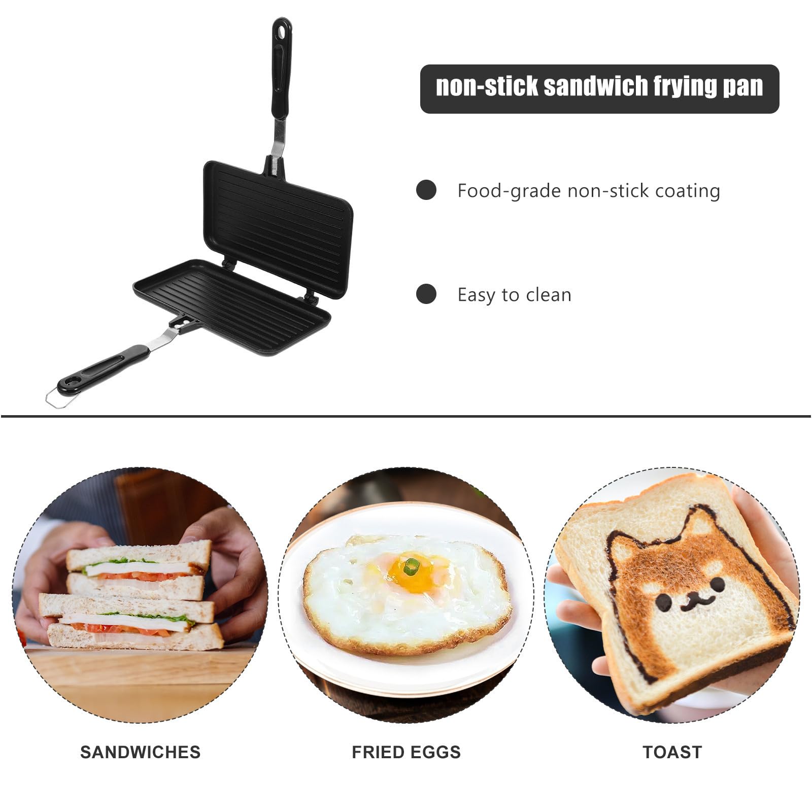 Sartén para Sándwich de Doble Cara Antiadherente Negra de Aluminio