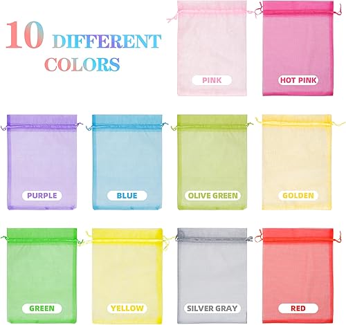 Miniatura 23 de YunKo 50 bolsas de organza de 6 x 9 pulgadas con cordón para regalo, joyería de malla, bolsa de protección de frutas, bolsa de organza transparente