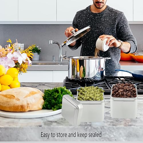 Miniatura 6 de Paquete de 9 recipientes de té de hojas sueltas, recipientes cuadrados para té suelto, organizador de almacenamiento de té con tapa sellada, tarros