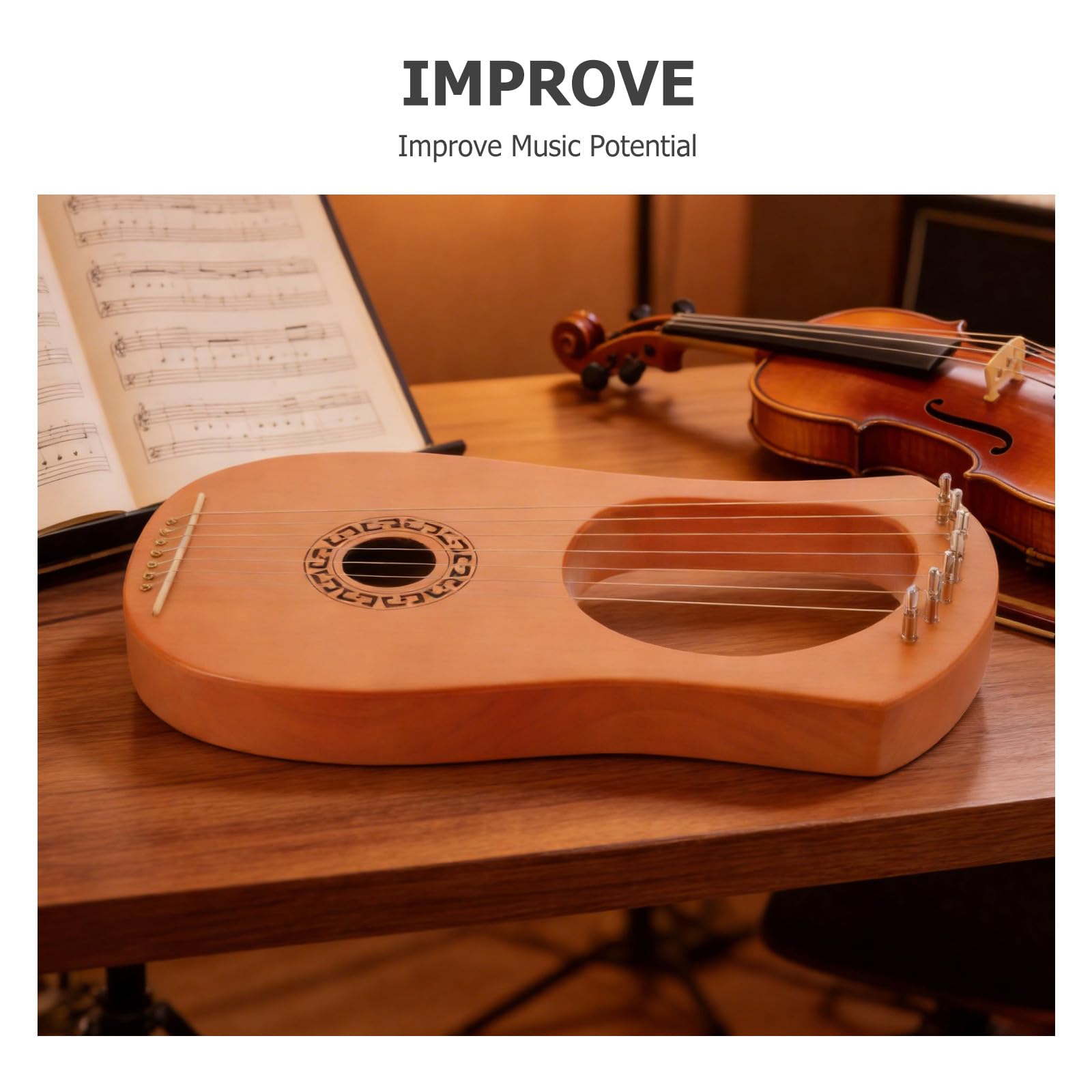Arpa Lira per Principianti: Strumento Arpa a 7 Corde - Lira Classica in Legno per Principianti e Professionisti - Presente per gli Amanti della Musica