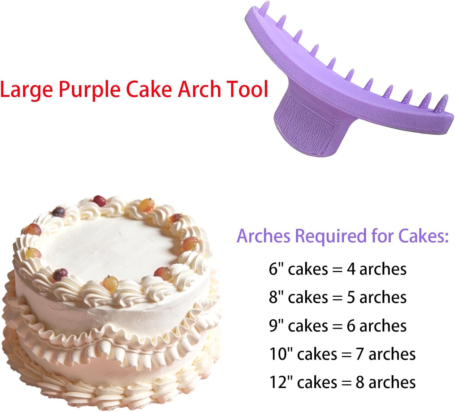 2 PCS Cake Arch Guide Tool, Cake Piping Guide Tool, Ruffle Guide Stencil, Cake Ruffle Marker for 6"-12" Cakes (One Large and One Small) image 3
