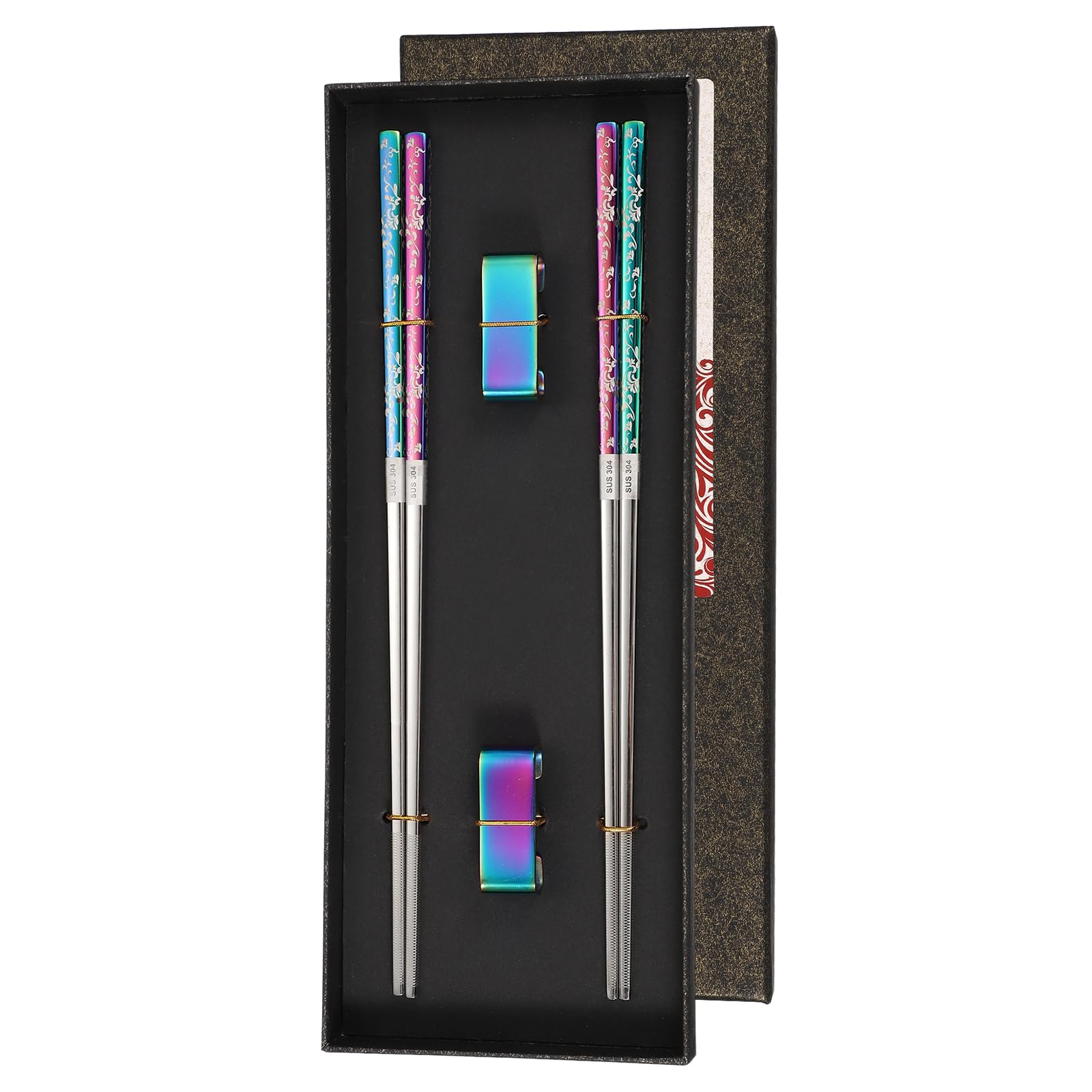 Baguettes en acier inoxydable carrées anti-glisse de 23,5 cm pour cuisine chaude