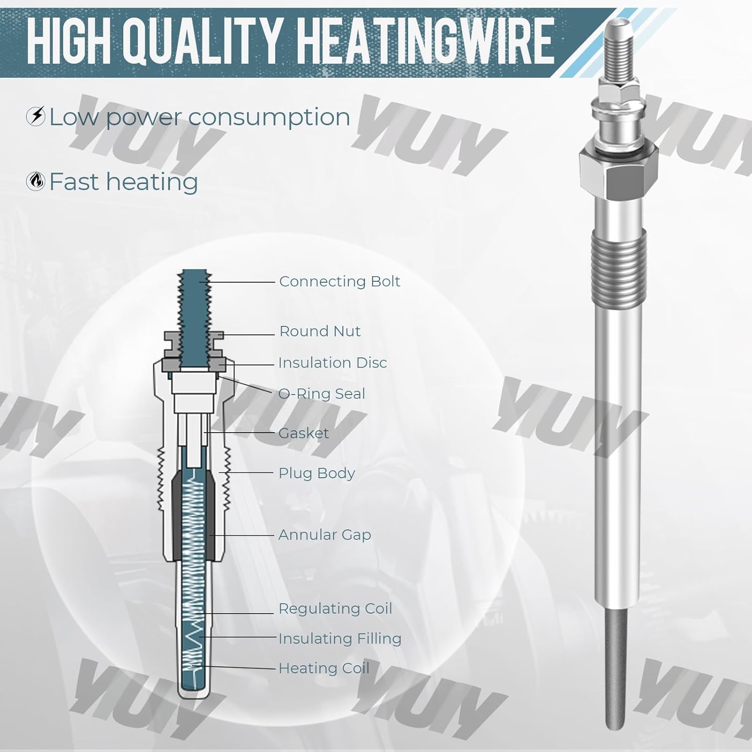 8PCS Glow Plugs 2001-2004.5 Compatible with Chevy GMC Duramax 6.6 LB7 Diesel for Silverado Sierra Replace 97226202