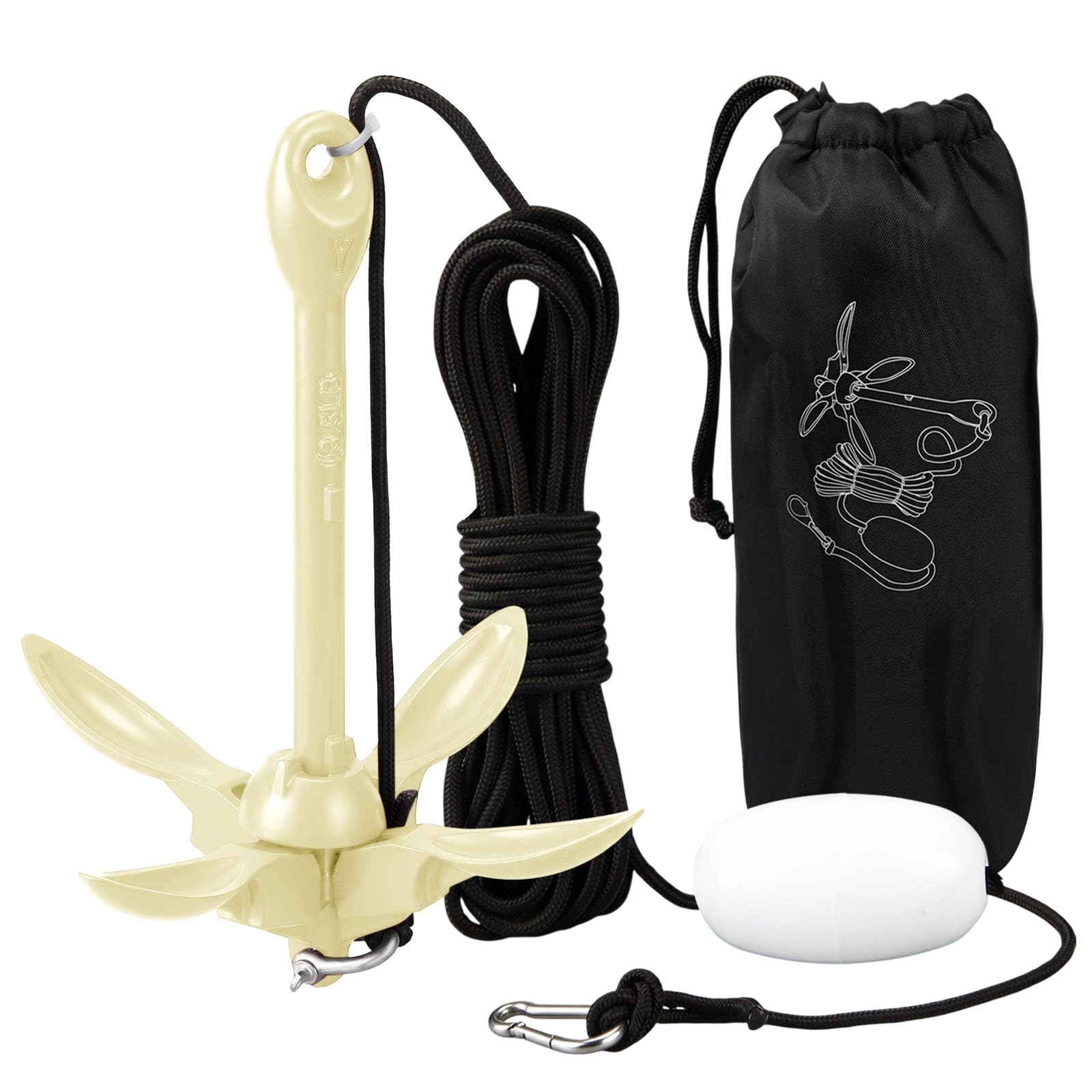 MorningRo Folding Grapnel Anchor Kit, Kayak 40ft Rope