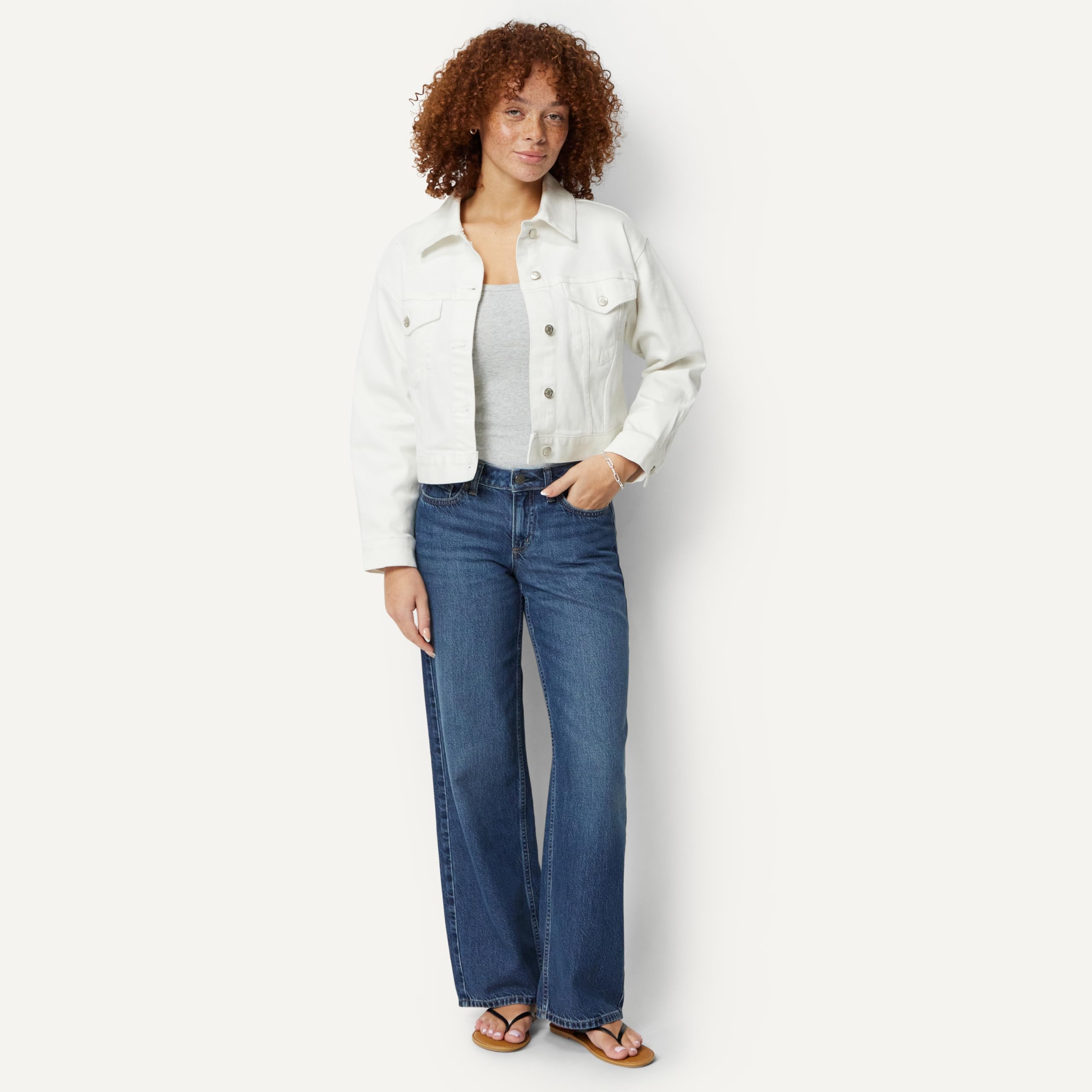 Amazon Essentials Donna Giacca di Jeans Corta Elasticizzata Bassa vestibilità Comoda