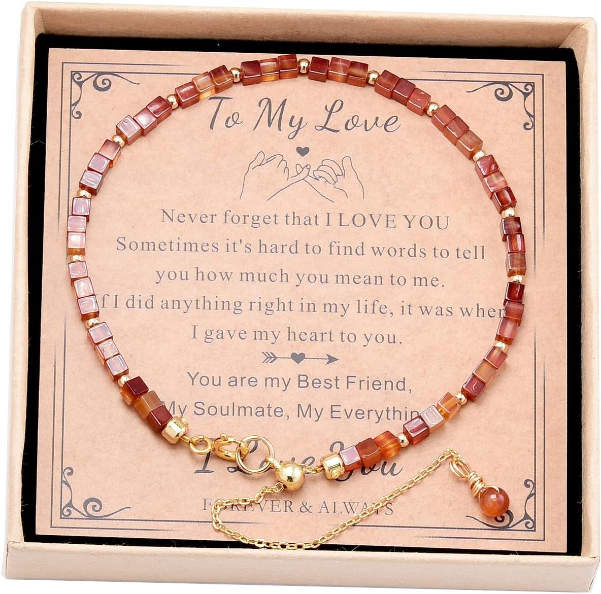 3mm Dainty Red Carnelian Bracelet For Women, Women's Gemstone Adjustable Jewelry To Girlfriend and Mom Gifts