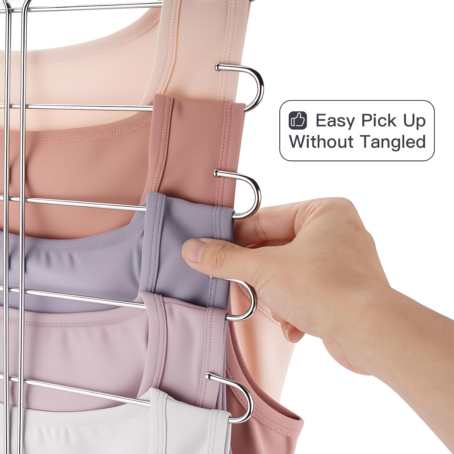 Tank Top Hanger 2 Pack Bra Hangers for Closet Organizer,6 Tiers Metal Space Saving Hanger with 360 Degree Hook,Mult Function Closet Organization for Vest,Tank TOP,Yoga Pants,Scarves