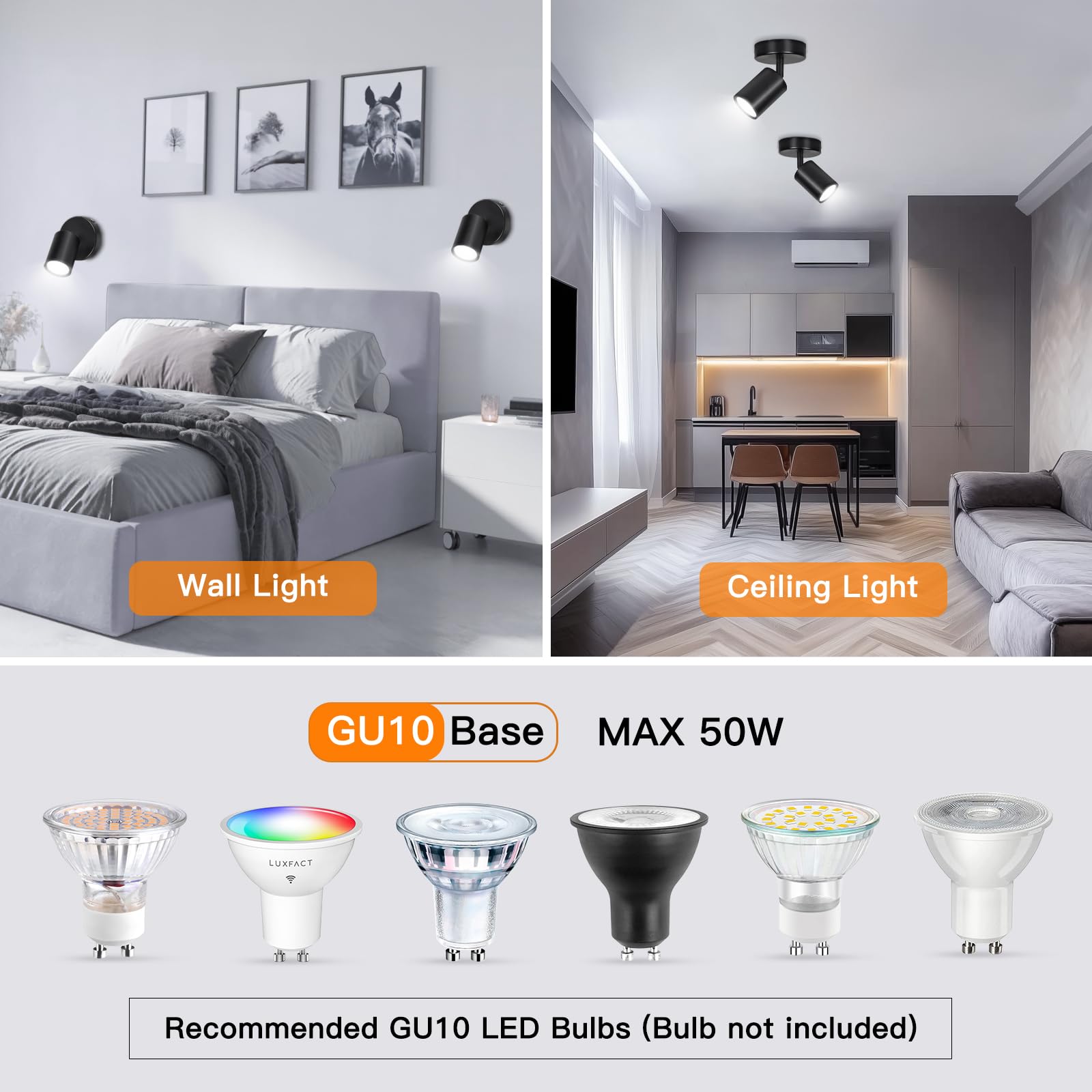 BOYIR LED Ceiling Light White 2 Way Spot Lights Rotatable GU10 Spot - View #11