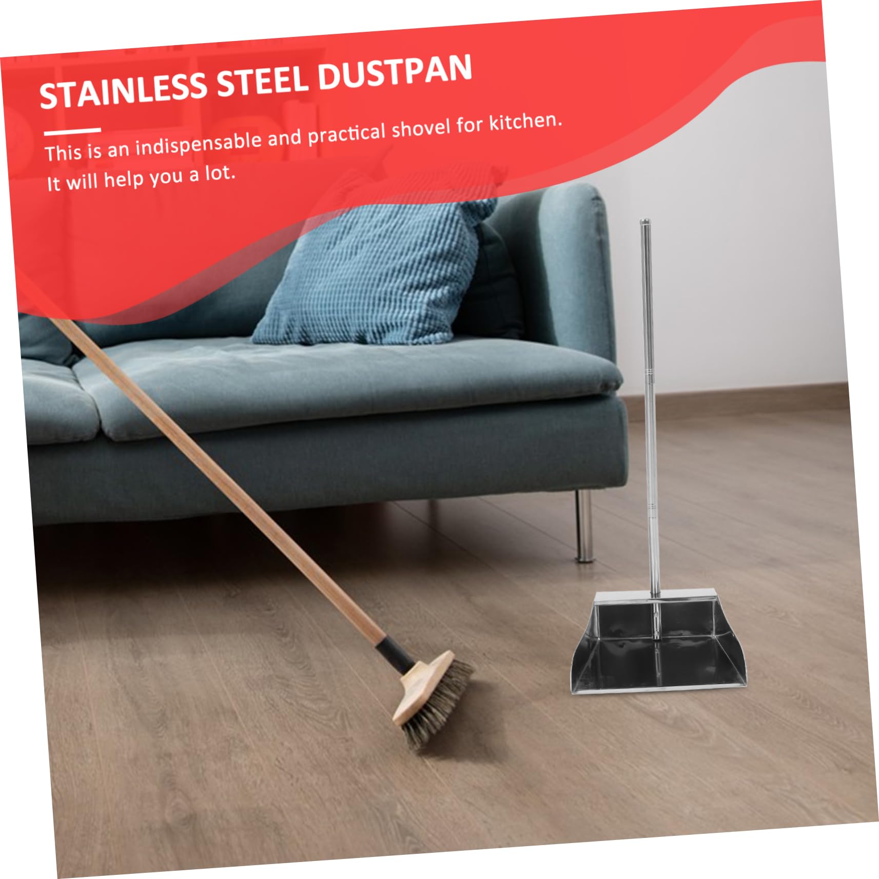 Edelstahl Kehrschaufel Mit Langem Griff - 78cm Staubschaufel Rostfrei