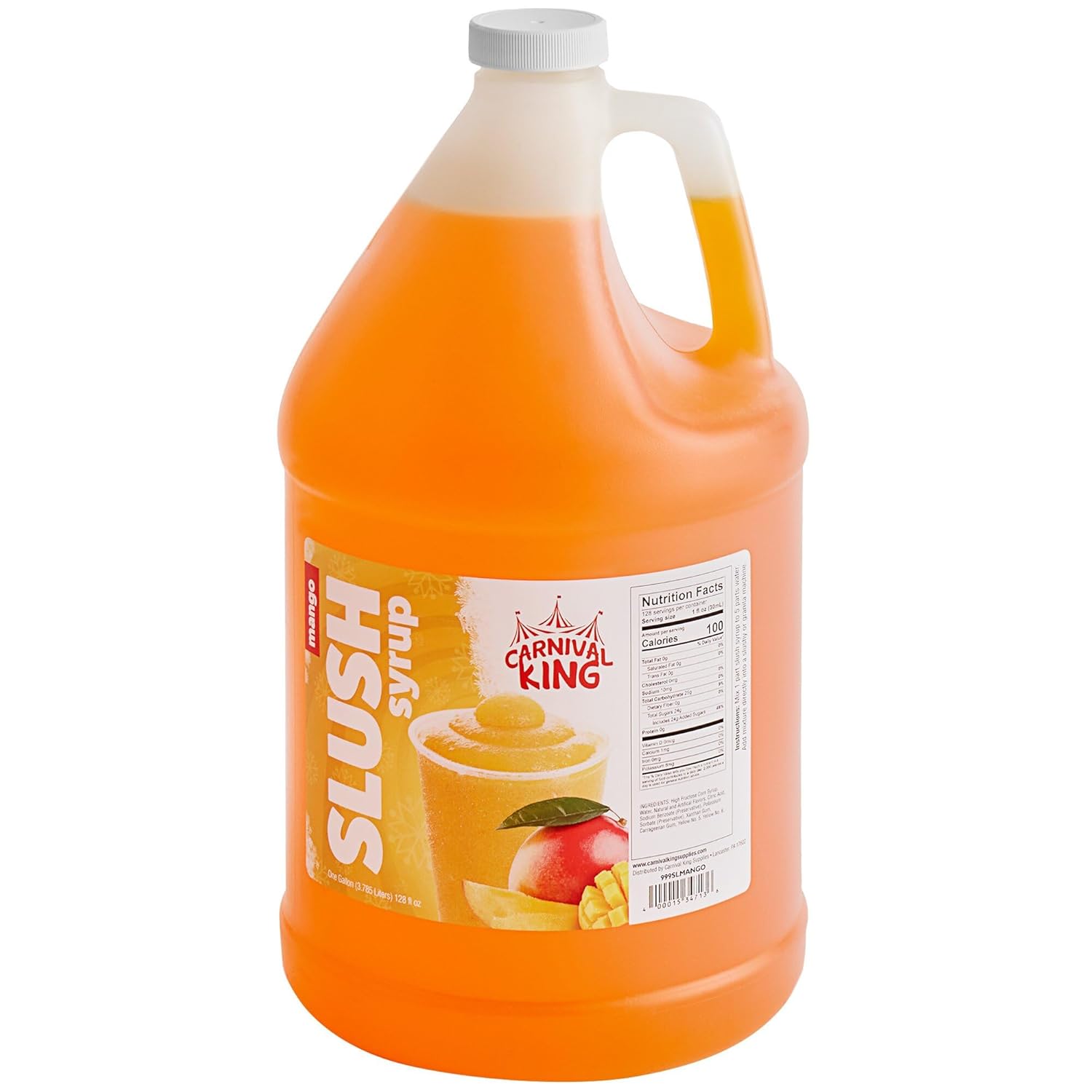 Carnival King 1 Gallon Slushy Syrup Mango Concentrated Drink Mix for Frozen Slushies, Smoothies & More