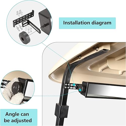 Miniatura 6 de 10L0L Espejo retrovisor gran angular de 4 paneles para carrito de golf, ajuste universal para Yamaha, Club Car, EZGO, elimina puntos ciegos