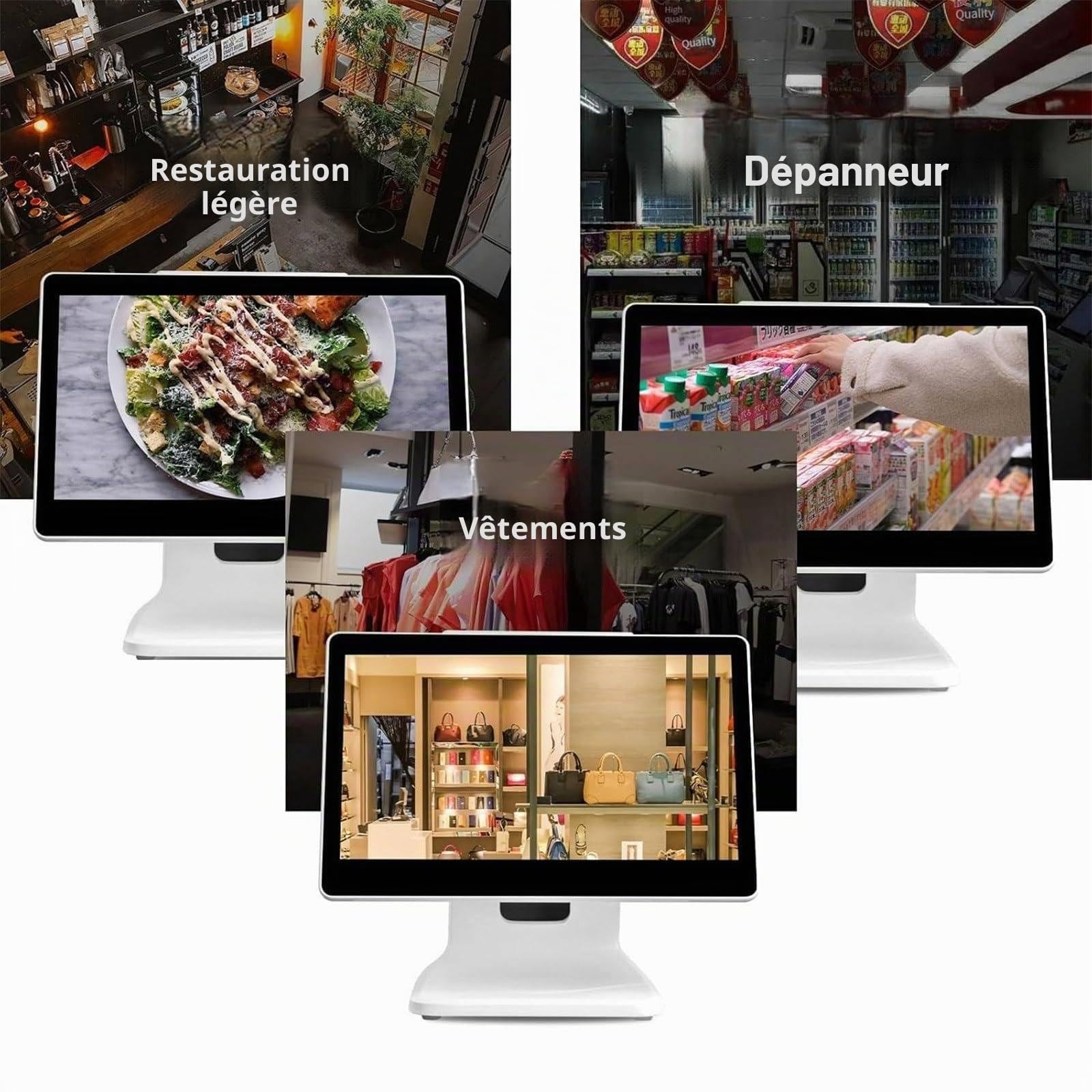 Caisse enregistreuse Tactile, Caisse enregistreuse TPV, Caisse enregistreuse avec Écran Tactile 15,6 Pouces, processeur N2840, 4 Go de RAM, SSD 64 Go, Windows 10 pour commerces et Restaurant