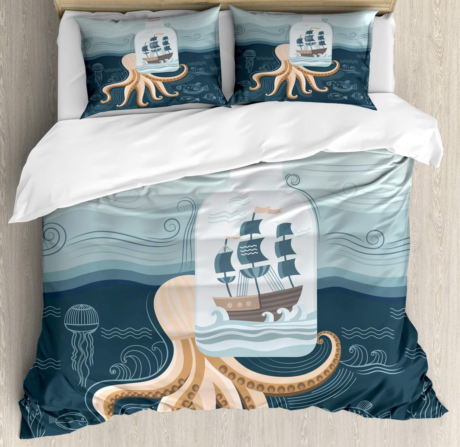 Ambesonne Hula Girl Duvet Cover Set, It is Time for Happy Hour Cocktail Bar Vintage Advertising Grunge Pattern, Decorative 3 Piece Bedding Set with 2 Pillow Shams, Queen Size, Mustard Multicolor