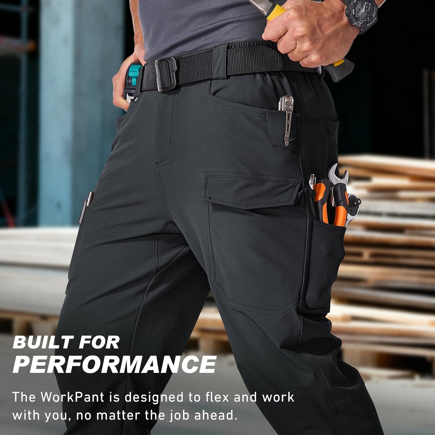 Toomett Men's Hiking Cargo Pants Work Pants Quick Dry UPF 50 Lightweight Travel Safari Multi Pockets