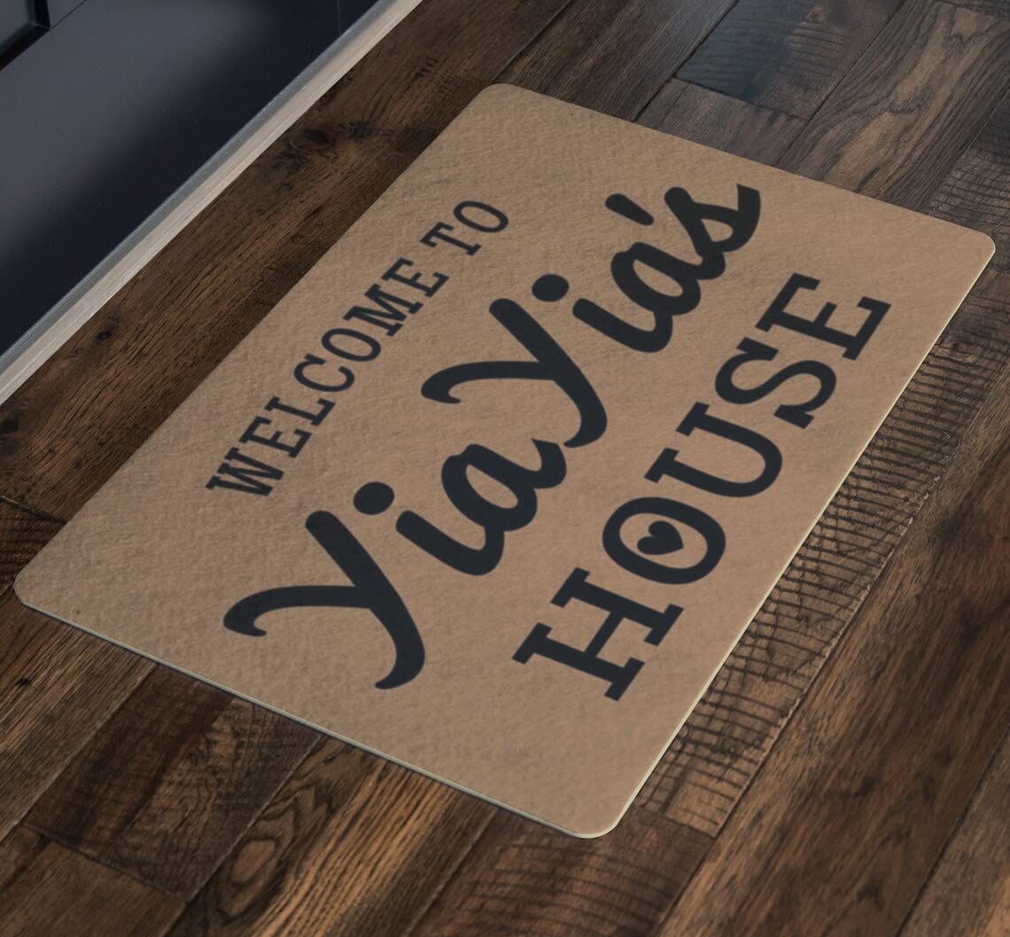 Bozhoushihuijingbaihuoyouxiangongsi Doormat 1405 Door Mat Welcome To Yiayia's - Cute Yia Yia Gift, Yia Yia Entrance Rug Funny Soft Entrance Door Mats For Doorstep Inside Bedroom 40X60cm