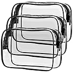 PACKISM Clear Makeup Bags - 3 Pack Clear Travel Bags for Toiletries for Women, Cosmetic Bags Carry on Toiletry Travel Essentials, Black Large