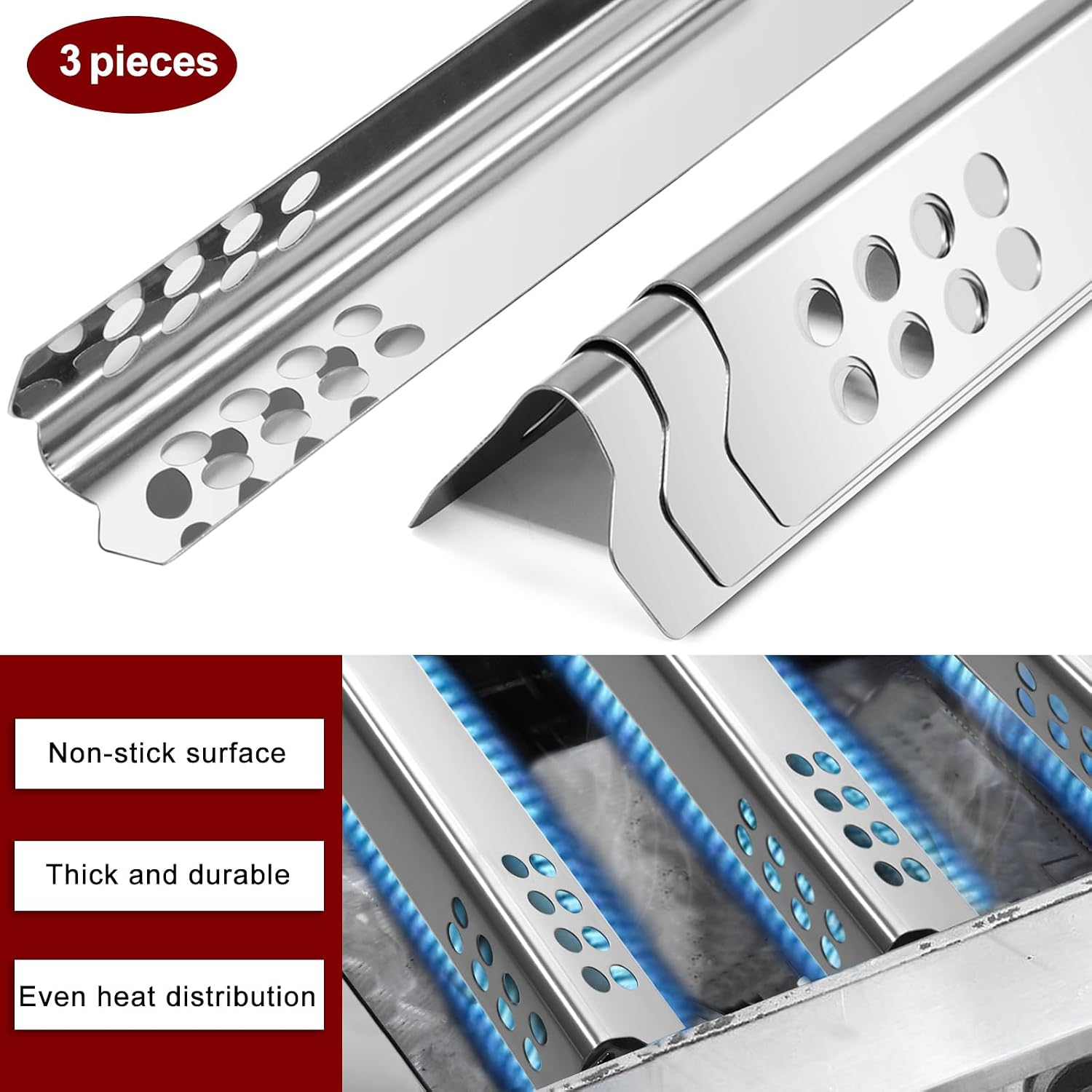Hiorucet Grill Replacement Parts for Charbroil 3 Burner 463242516 463242515 46335522 463367016 463243016 463342620 463342420 466242615, G466-2400-W1 Grill Emitters, Grill Grates, Heat Plates, Burners