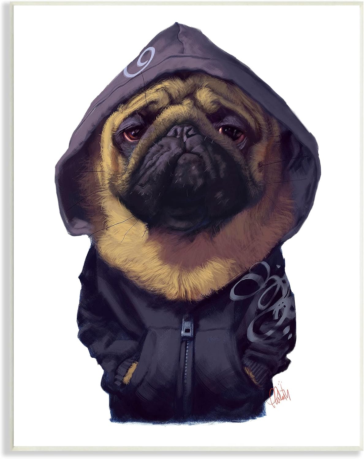Stupell Industries Pug in Street Wear Urban Fashion Moody Dog