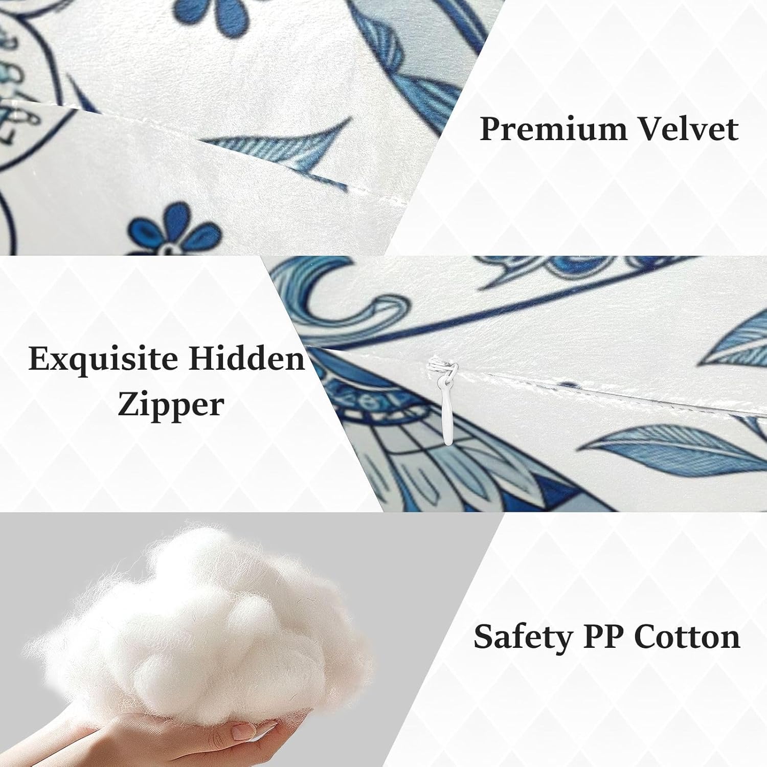 Blue and White Porcelain Vase Human-Shaped Pillow Soft Body Pillows Washable Velvet Pillows for Anxiety Relief Sleeping Cuddling & Support