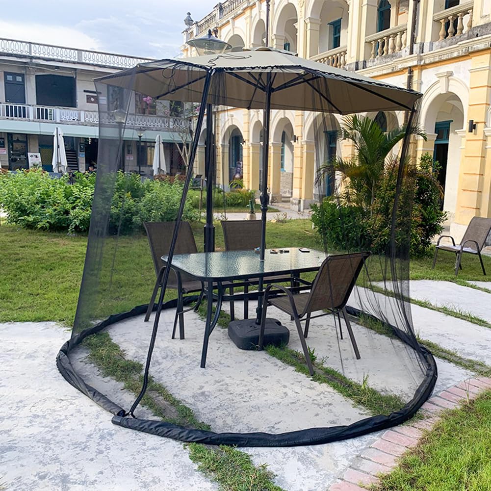 Zanzariera regolabile per gazebo, tende a baldacchino da 2,8 a 4,5 m, zanzariera a doppia faccia con porta con cerniera per patio, pergola e tavoli sospesi