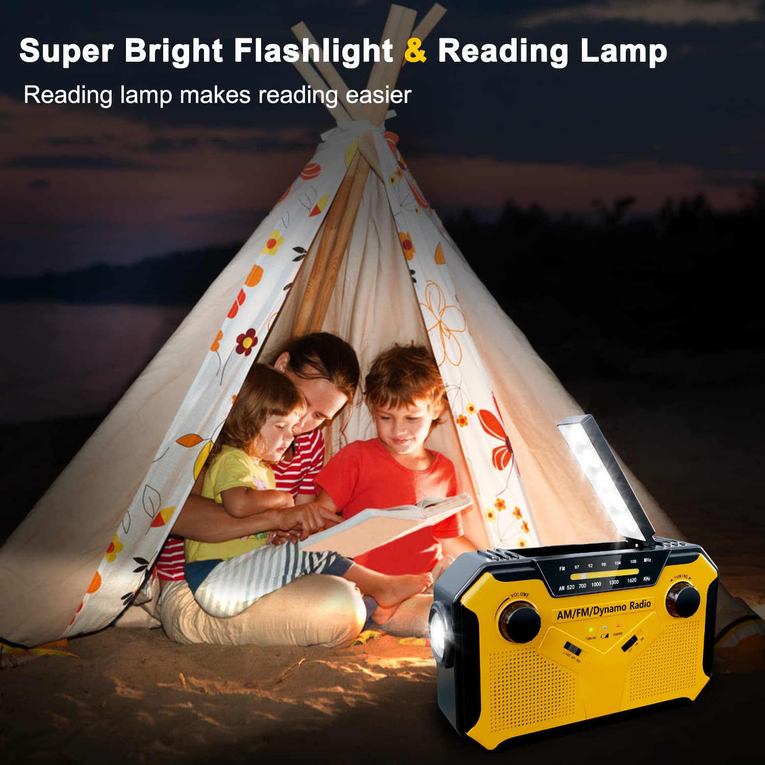 RFWR® Draagbare Zonne-energie Radio Met DAB/UKW, LED Zaklamp Leeslampje Voor Outdoor 8721316278663