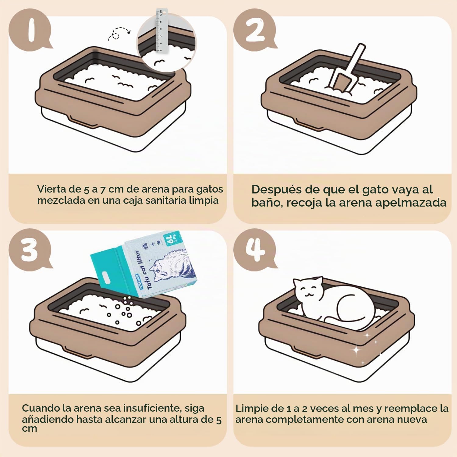 Nobleza Arena de Tofu para Gatos 20KG (8x2.5KG), Arena Aglomerante Natural, Sin Polvo, Control de Olores, Alta Absorción, Desechable en el Inodoro