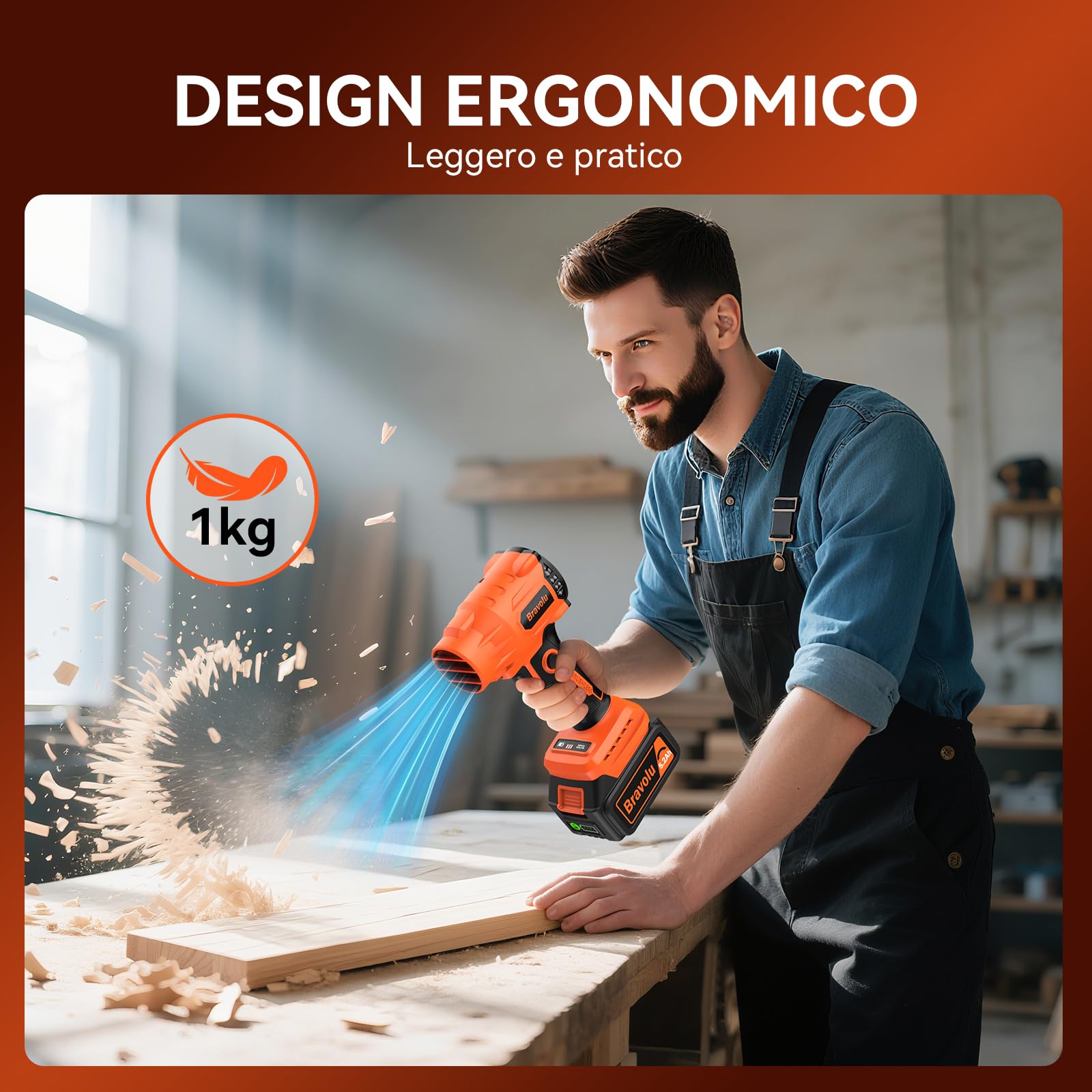 Soffiatore a Batteria, Mini Soffiatore Foglie Elettrico, con Batteria da 5200 mAh e Caricabatteria, Velocità Aria Max 200 km/h, Regolazione Variabile Della Velocità